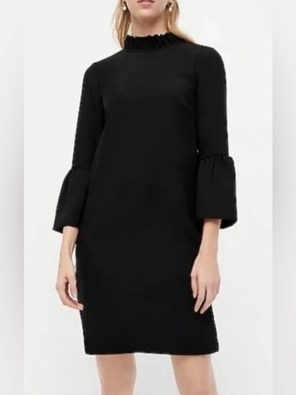 J.Crew 365 Crepe Ruffle Neck Bell Sleeve Dress, Size 10, Like New